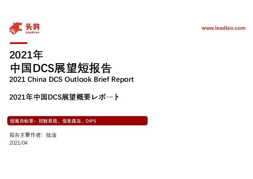 计算机：2021年中国DCS展望短报告