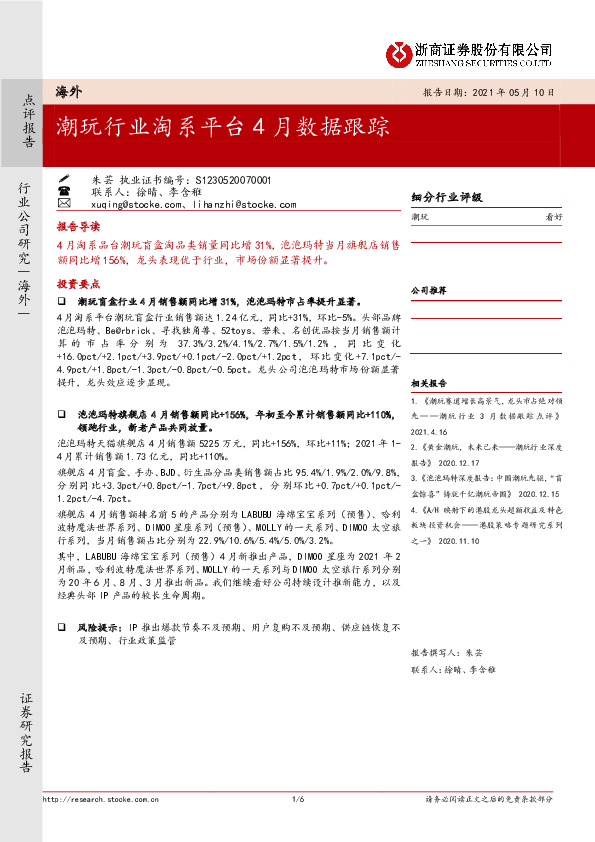 潮玩行业淘系平台4月数据跟踪