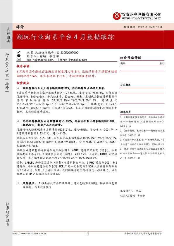 潮玩行业淘系平台4月数据跟踪