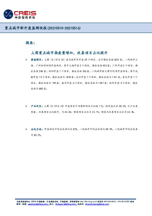 房地产行业：重点城市新开盘监测快报