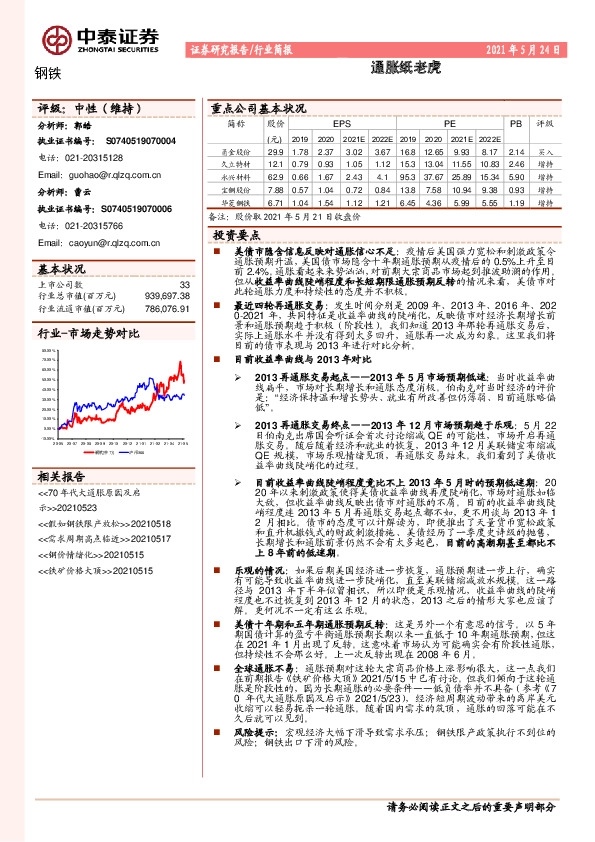钢铁：通胀纸老虎