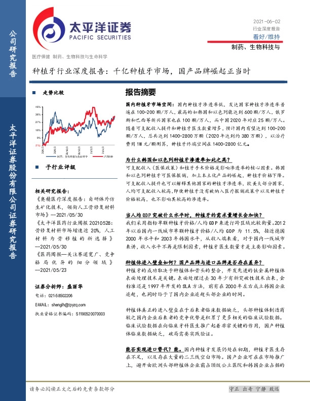 种植牙行业深度报告：千亿种植牙市场，国产品牌崛起正当时