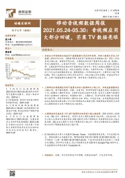 移动音视频数据周报：音视频应用大部分回暖，芒果TV数据亮眼
