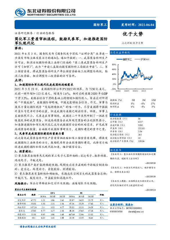 国防军工：简化军工资质审批流程，鼓励民参军，加速推进国防军队现代化