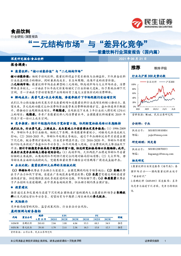 食品饮料-能量饮料行业深度报告（国内篇）：“二元结构市场”与“差异化竞争”