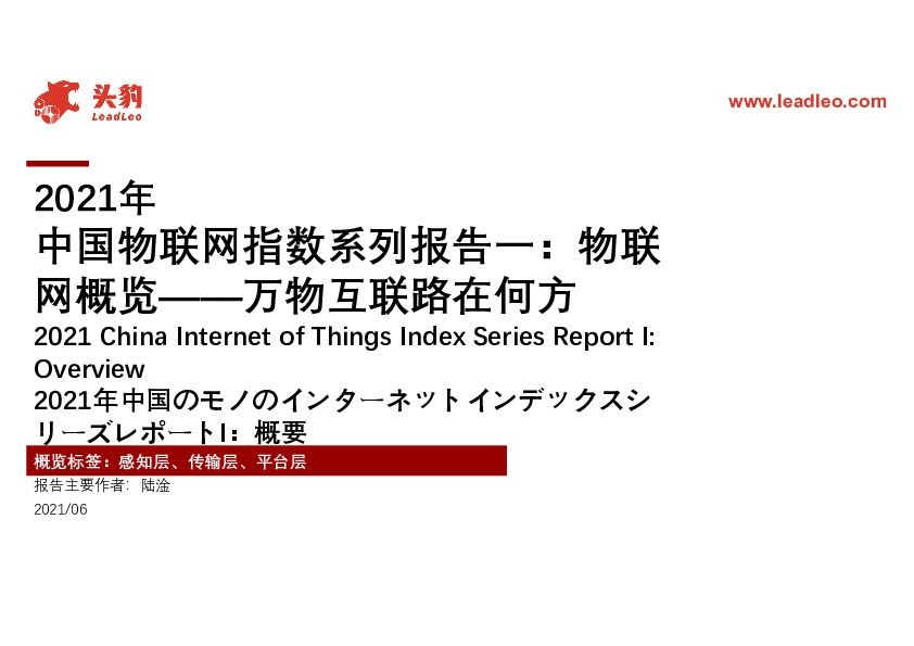 2021年中国物联网指数系列报告一：物联网概览——万物互联路在何方