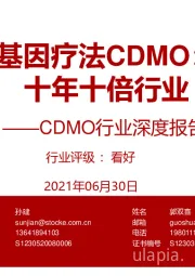 CDMO行业深度报告：细胞和基因疗法CDMO：下一个十年十倍行业