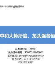 电力设备与新能源行业：碳中和大势所趋，龙头强者恒强