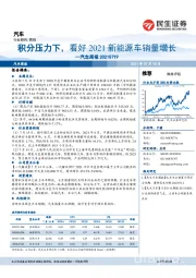 汽车周报：积分压力下，看好2021新能源车销量增长