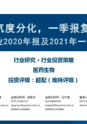 医药生物行业2020年报及2021年一季报总结分析:年报景气度分化,一季报复苏回暖