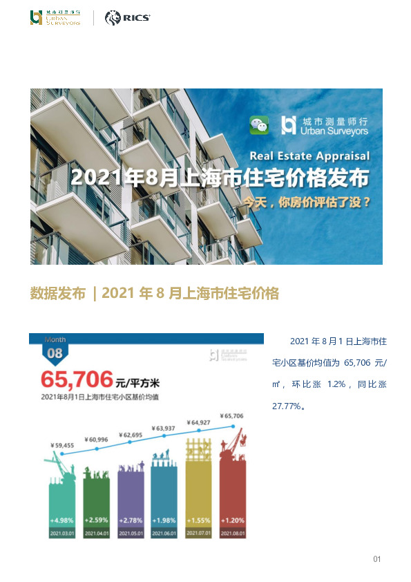 房地产行业数据发布：2021年8月上海市住宅价格