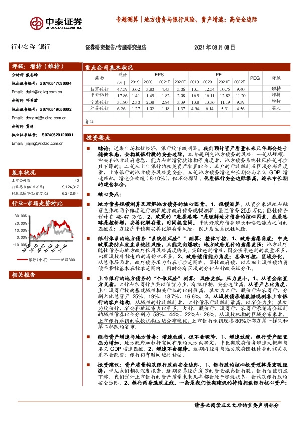 银行专题测算：地方债务与银行风险、资产增速：高安全边际
