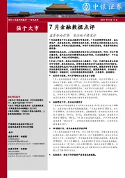 银行7月金融数据点评：监管影响信贷，关注地方债发行