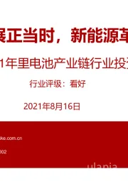 2021年里电池产业链行业投资策略:碳中和发展正当时,新能源革命大时代