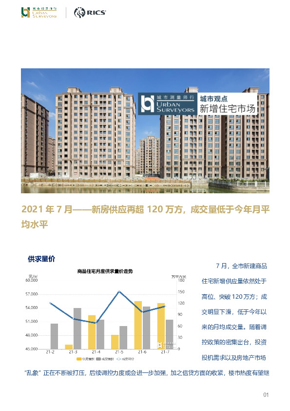 房地产：2021年7月-新房供应再超120万方，成交量低于今年月平均水平