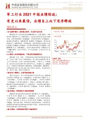 军工行业2021中报业绩综述：有史以来最佳,业绩自上而下有序释放