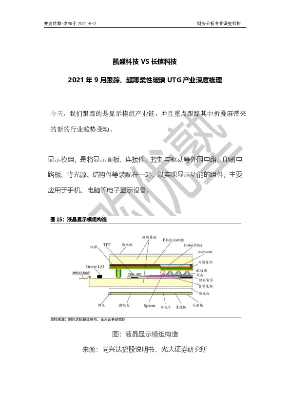 凯盛科技VS长信科技：2021年9月跟踪，超薄柔性玻璃UTG产业深度梳理
