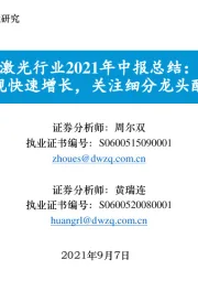 激光行业2021年中报总结：业绩兑现快速增长，关注细分龙头配置价值