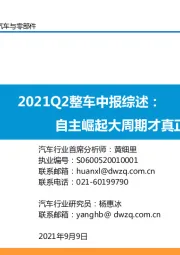 2021Q2整车中报综述：自主崛起大周期才真正开始！