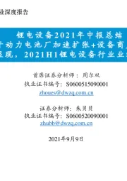 锂电设备2021年中报总结受益于动力电池厂加速扩张+设备商产能稀缺性显现，2021H1锂电设备行业业绩高增