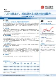 汽车周报:八月销量出炉,新能源汽车渗透率持续提升
