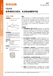 房地产行业点评：投资销售压力犹在，关注资金端缓和可能
