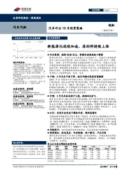 汽车行业10月投资策略:新能源化进程加速,原材料持续上涨