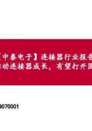 【中泰电子】连接器行业报告——新能源汽车推动连接器成长，有望打开国产替代广阔空间