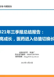 医药行业2021年三季报总结报告：恢复高成长，医药进入估值切换长周期