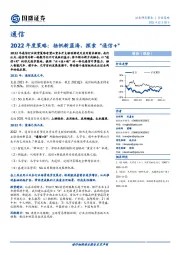 通信2022年度策略：扬帆新蓝海，探索“通信+”