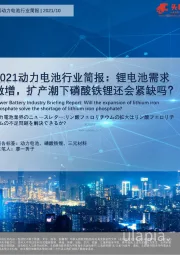2021动力电池行业简报：锂电池需求激增，扩产潮下磷酸铁锂还会紧缺吗？