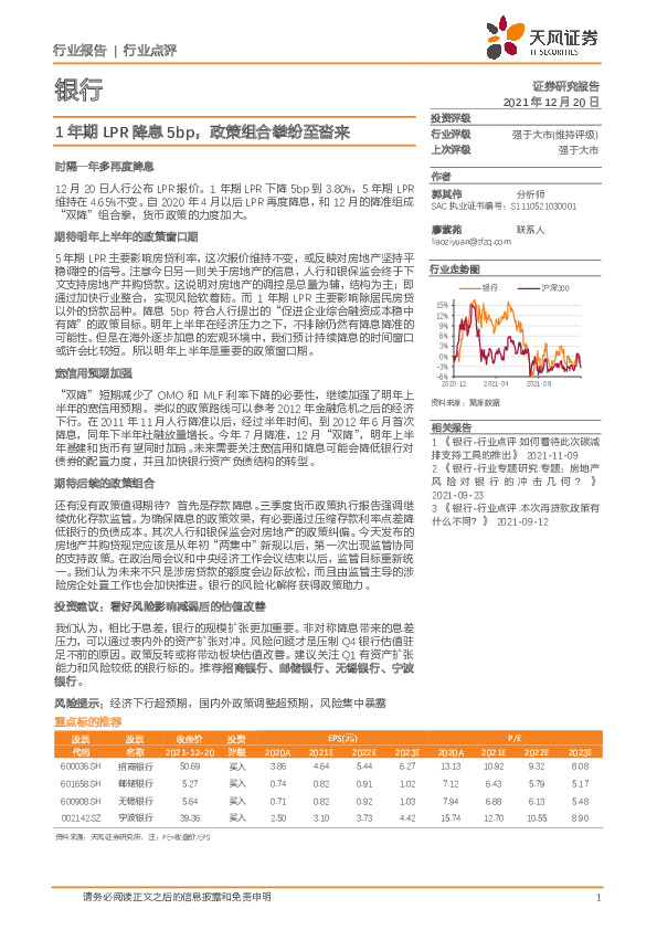 银行：1年期LPR降息5bp，政策组合拳纷至沓来