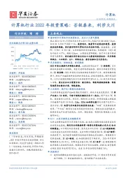 计算机行业2022年投资策略：否极泰来，利涉大川