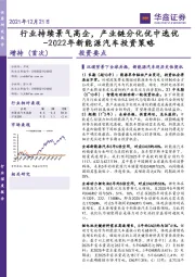 2022年新能源汽车投资策略：行业持续景气高企，产业链分化优中选优