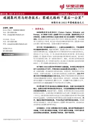 环保行业2022年策略报告之三：碳捕集利用与封存技术：零碳之路的“最后一公里”