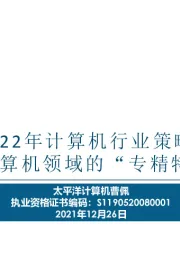 2022年计算机行业策略：寻找计算机领域的“专精特新”