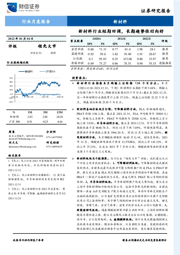 新材料行业月度报告：新材料行业短期回调，长期趋势依旧向好