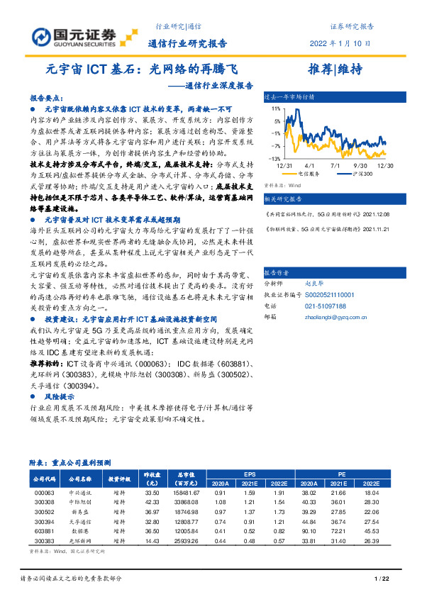 通信行业深度报告：元宇宙ICT基石：光网络的再腾飞