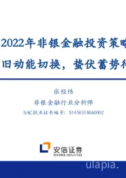 2022年非银金融投资策略：新旧动能切换，蛰伏蓄势待发