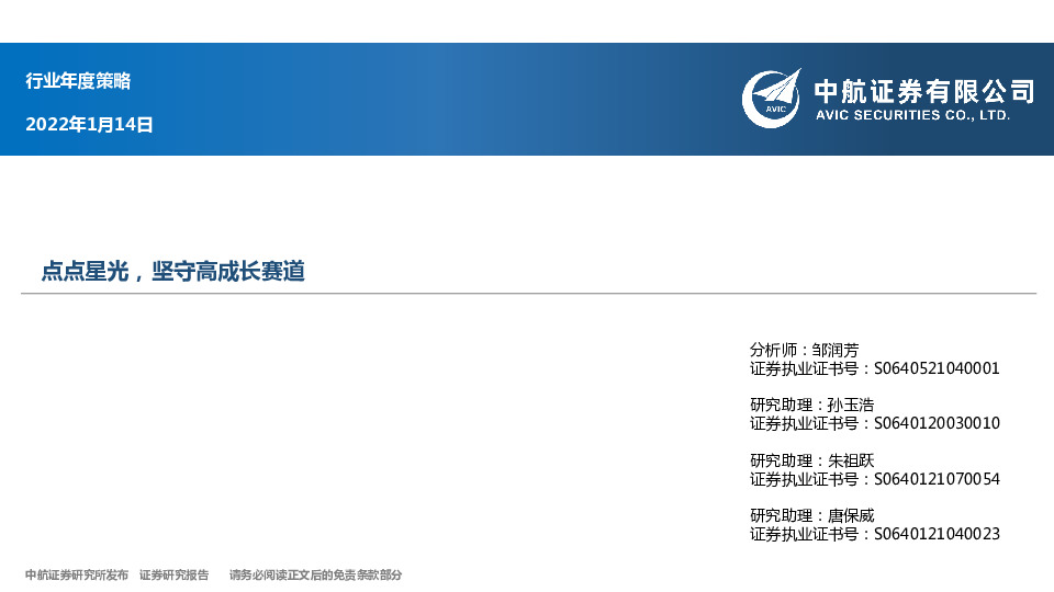 行业年度策略：点点星光，坚守高成长赛道
