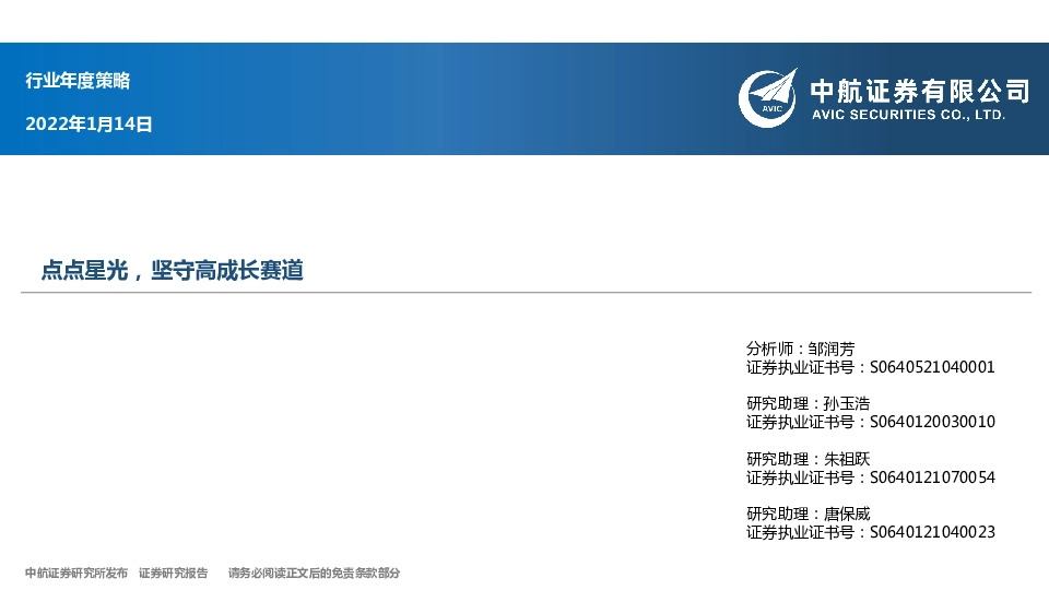 行业年度策略：点点星光，坚守高成长赛道