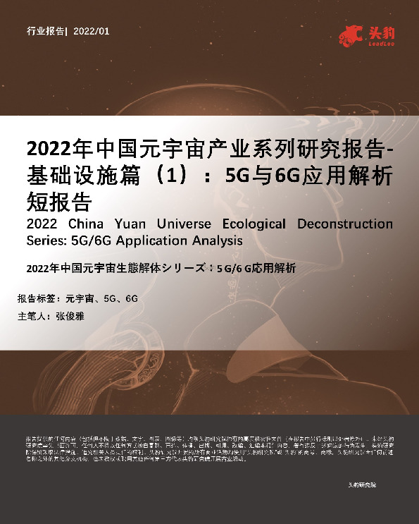 2022年中国元宇宙产业系列研究报告-基础设施篇（1）：5G与6G应用解析短报告