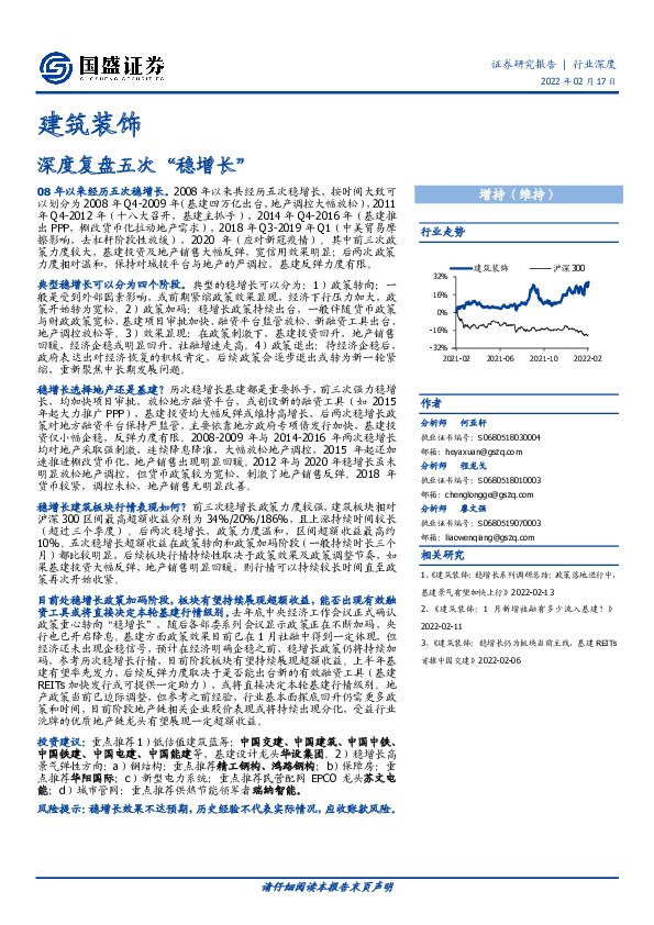 建筑装饰：深度复盘五次“稳增长”