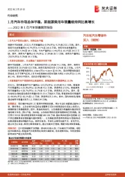 2022年1月汽车销量跟踪报告：1月汽车市场总体平稳，新能源乘用车销量维持同比高增长