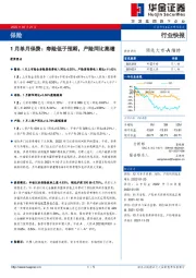 保险行业快报：1月单月保费：寿险低于预期，产险同比高增