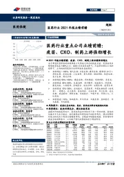 医药行业重点公司业绩前瞻：疫苗、CXO、制药上游强劲增长