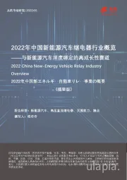 2022年中国新能源汽车继电器行业概览——与新能源汽车深度绑定的高成长性赛道（摘要版）