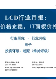 LCD行业月报：小尺寸TV面板价格企稳，IT面板价格环比跌幅扩大