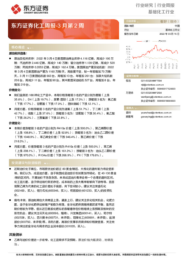 化工周报-3月第2周