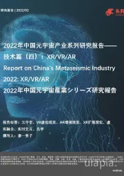 中国元宇宙产业系列研究报告—— 技术篇（四）：XR/VR/AR